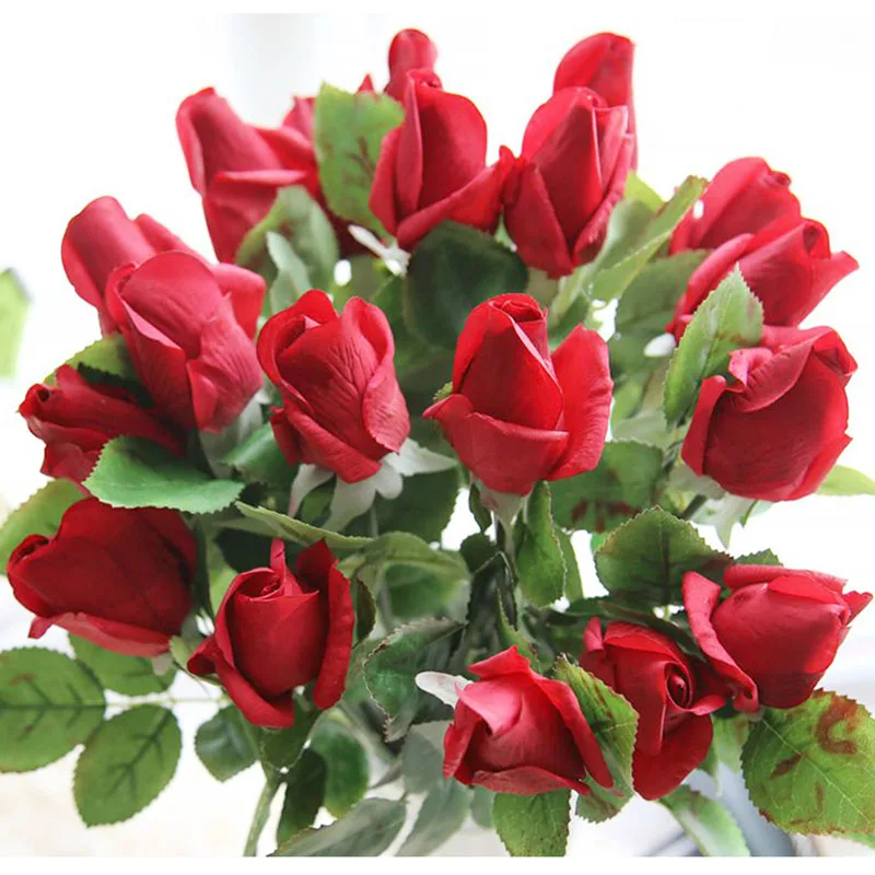 2pcs Real Touch Rose Simulated Fake Flower Latex Roses 55cm for Wedding