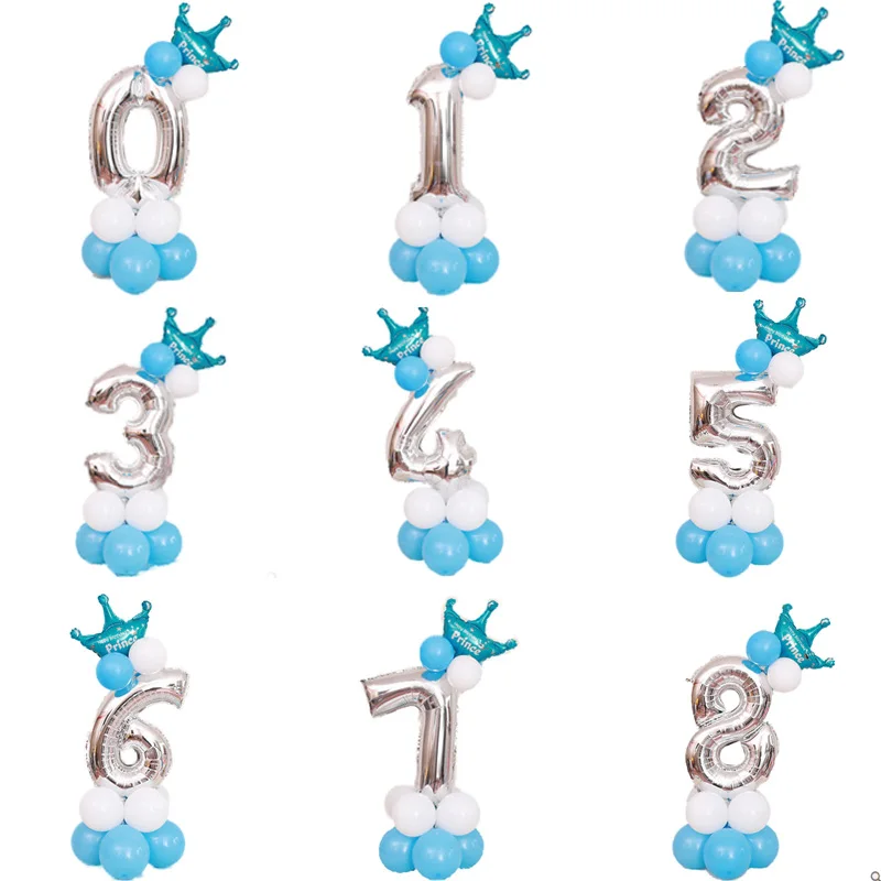 Mmqwec 32/40 дюймов серебро номер Фольга Набор воздушных шаров на день рождения цифры 0-9 Корона гелиевый воздушный шар, Покупаете ли вы для мальчика или Платье на день рождения поставки