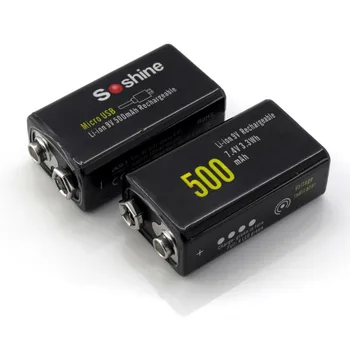 

Soshine 9V 500mAh Li-ion Protected Battery with Built-In Micro USB Port 2 Ways to Charge