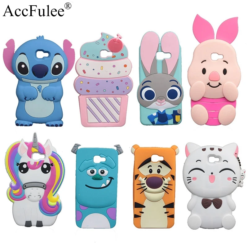 

3D Cute Animals Stitch Silicon Case For Samsung Galaxy J7 Prime On7 2016 Cover Rabbit Horse Sulley Cat Phone Bags