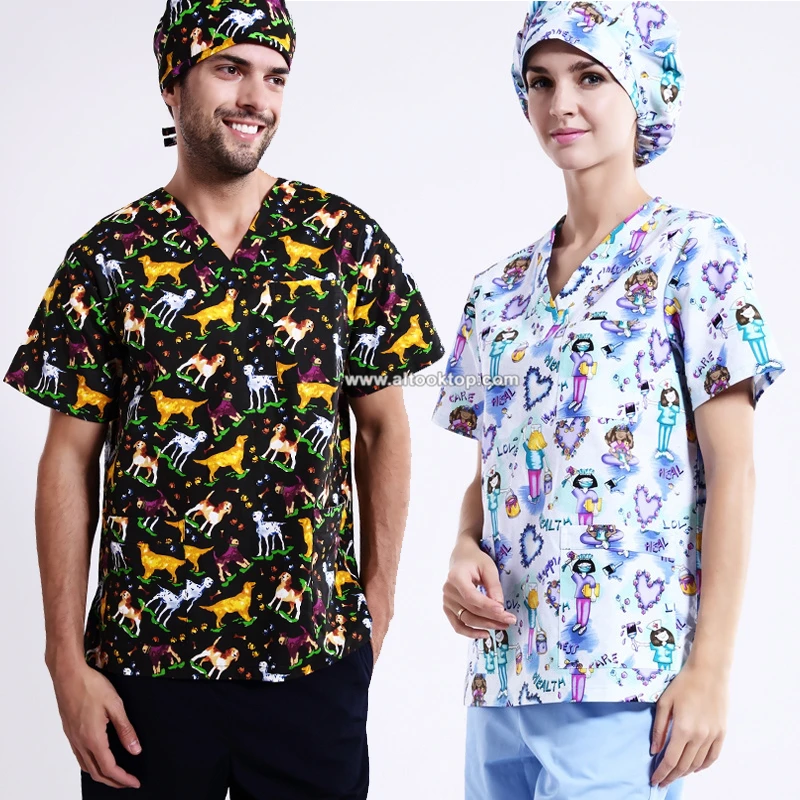 Plus size women medical scrubs tops doctor nurse nursing blouse