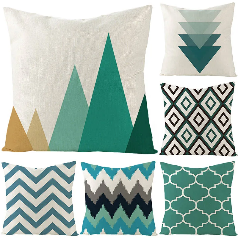 

45*45cm Northern Europe Cushion Cover Geometry Square Flax Cushion Case For Bedroom Comfortable Cushion Cover For Chair Sofa
