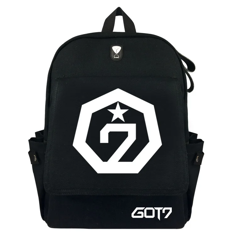 

School Bags Mochila Escolar Surrounding K - Pop Idol Star Got7 Clamshell Canvas Backpack Student High-capacity Package Bag And