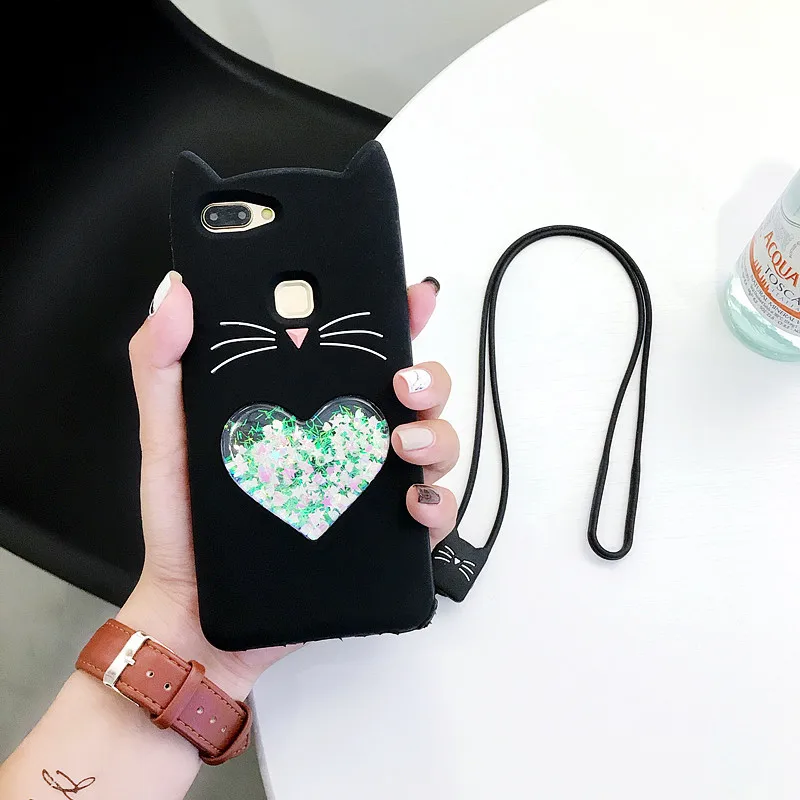 

Cute cat pattern quicksand soft tpu silicone case for Samsung S8 S9 plus Note 8 9 J330 J6 J8 2018 A7 coque glitter shining cover
