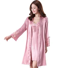 Женский сексуальный халат для свадьбы, невесты, подружки невесты, шелковистая атласная ночная рубашка+ халат, костюм для сна, Цветочная отделка, женский халат-кимоно