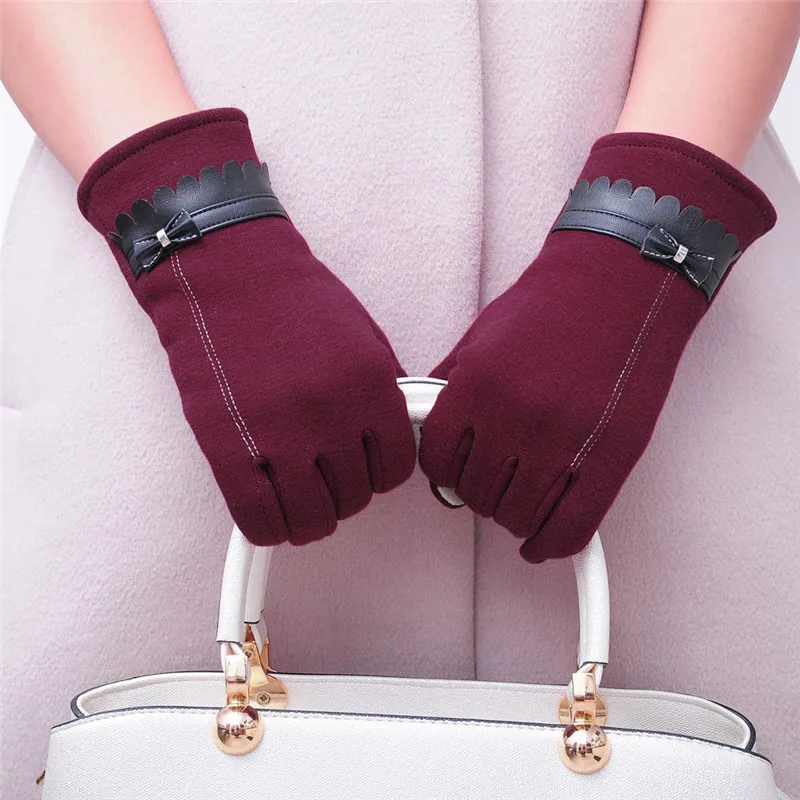 

Womens Elegant Gloves Fashion 1 Pair Bowknot Full Finger Gloves Winter Warm Phone Touching Scree Gloves Mittens S10 SE11