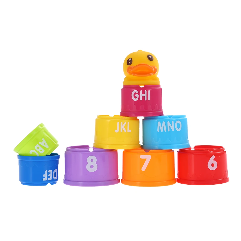 9 шт. для сортировки вложенности и укладки игрушки Радуга укладки чашки Утка Детские Строительный набор с персонажами и номера образования