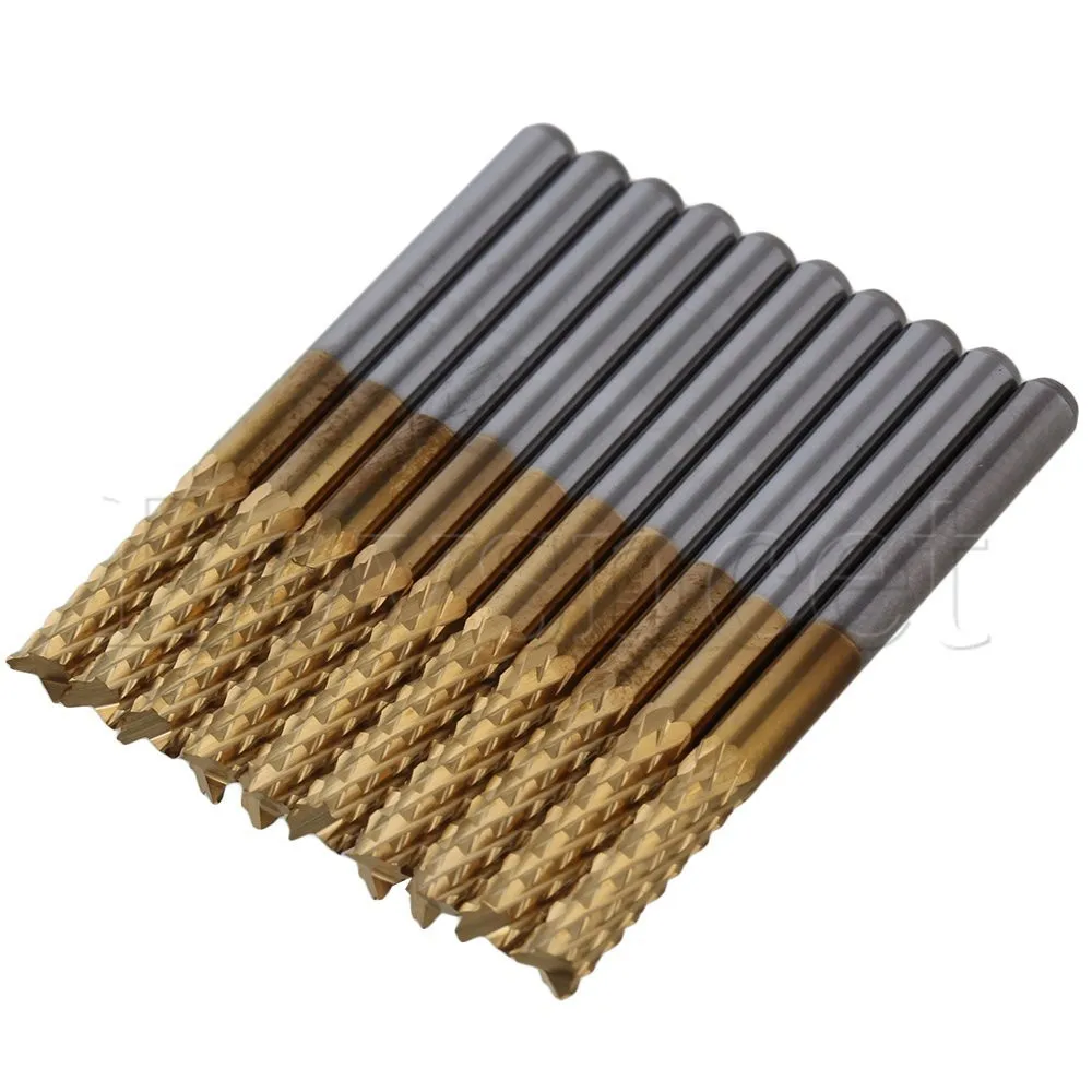 

38x3.175mm Corn Teeth TiN Coated Carbide Milling Cutter Router Drill Bit 3.175mm