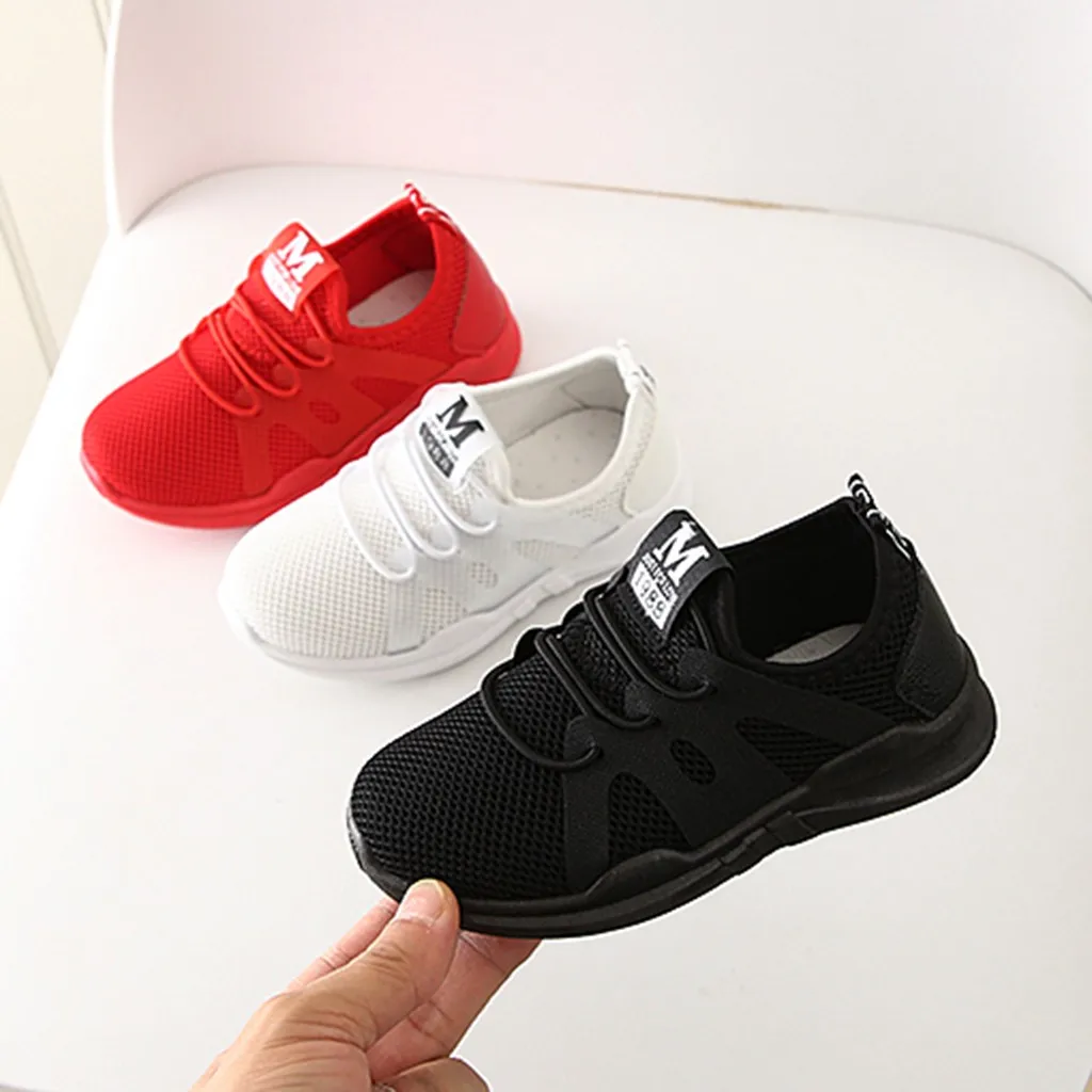 New Sale Mesh Sport Run Sneakers Casual Shoe Fashionable Children Infant Kids Baby Girls Boys Letter Kids shoes Breathable