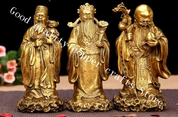 

China brass fu lu shou articles Home decoration craft statue