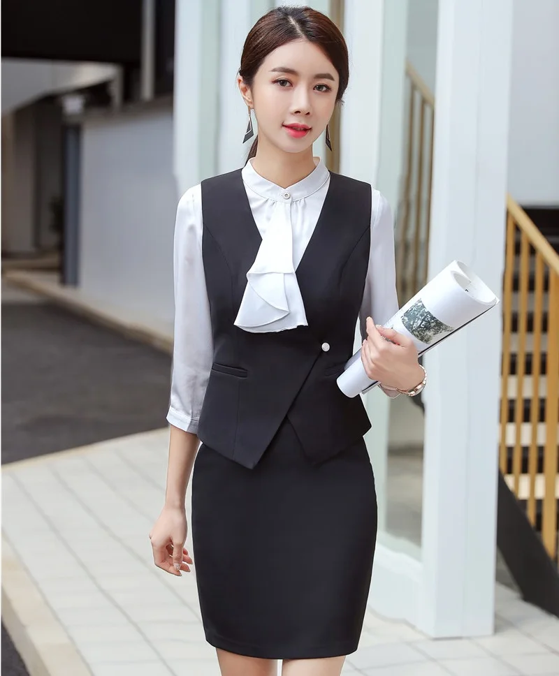 2019 neue Styles Frühling Sommer Blazer Mit Tops Und Rock Sets Weste Mantel & Weste Damen Büro Uniformen Outfits Mode rot