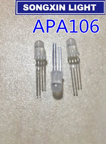 

100pcs APA106 F5 5mm RGB LED Chips Integrated RGB LEDs (like WS2812B) APA106 round hat Full color LEDs