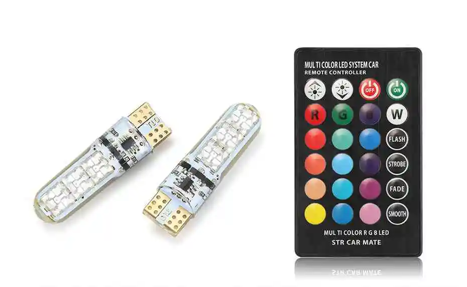 Автомобильный RGB светодиодный 12 В T10 светодиодный RGB 5050 SMD сигнальный светильник для чтения декоративный светильник s для автомобиля пульт дистанционного управления - Испускаемый цвет: 1 set