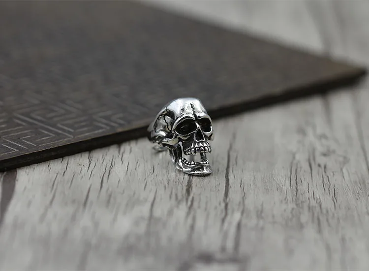 Кольцо из тайского серебра с резьбой в виде черепа|skull ring|sterling silver ringssilver ring |