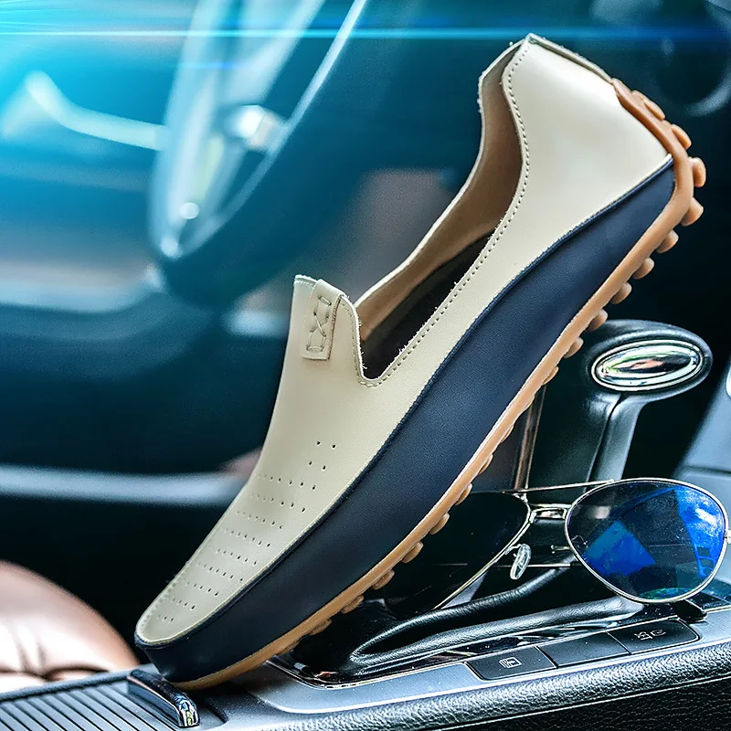 High Quality Flats Brand Spring and Autumn Causal Shoes Men Loafers Leather Moccasins Driving Big size 36-47 | Обувь