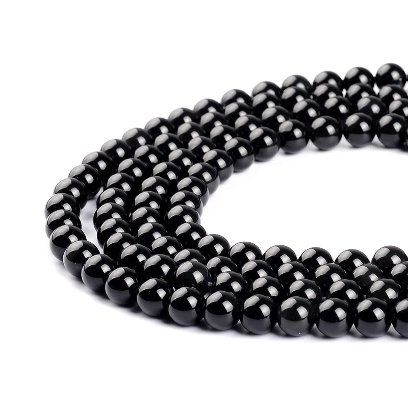 

Black stone beads, DIY hand jewelry accessories factory direct wholesale