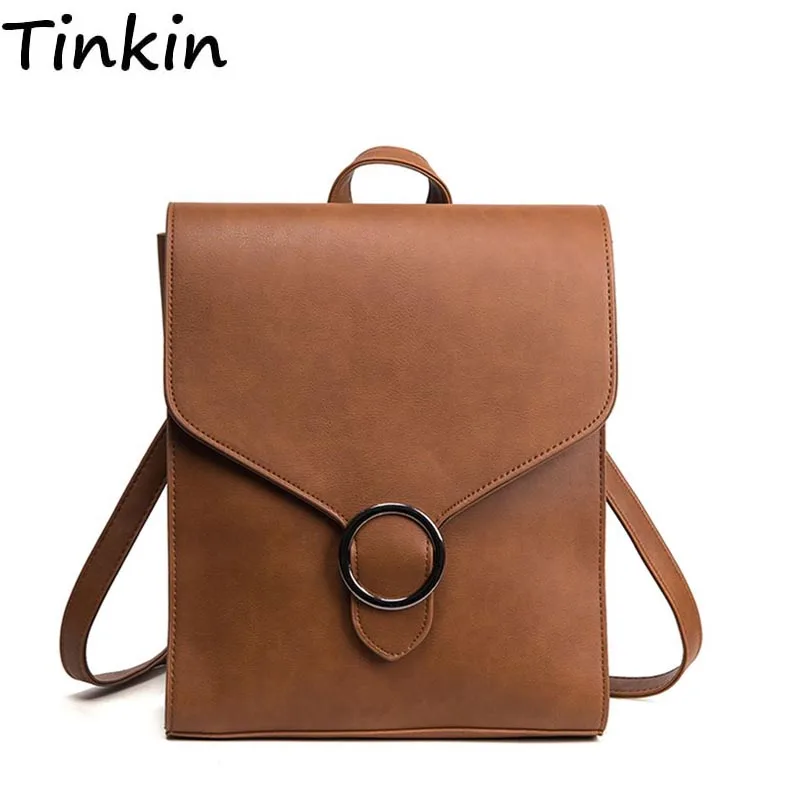 Tinkin Ретро маленькая сумка из искусственной кожи, сумки для отдыха, универсальные простые британские студенческие рюкзаки, школьная сумка для девочек
