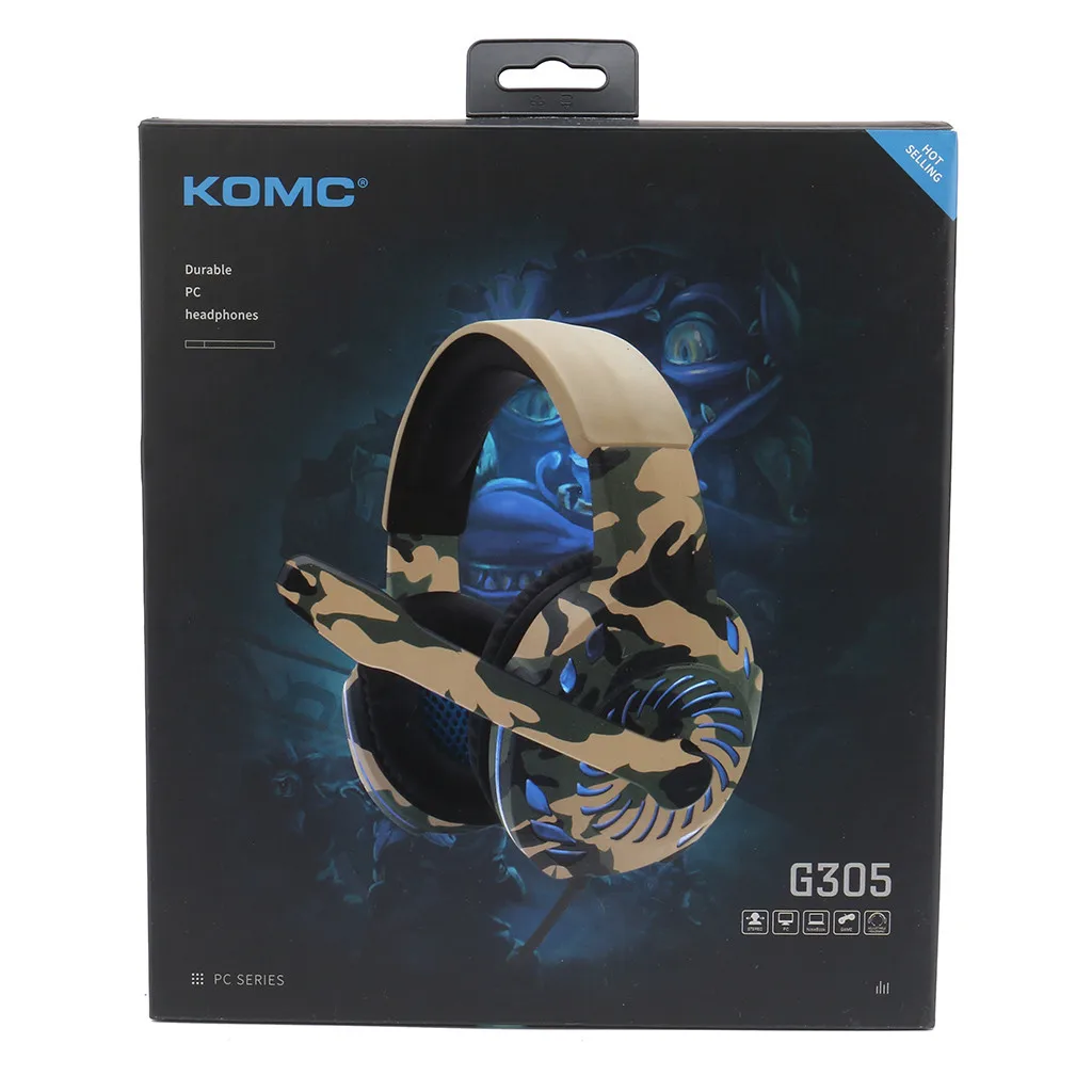 Игровые наушники камуфляж бас гарнитура с микрофоном светодиодный светильник для ПК мобильного телефона для ПК ноутбука для PS4 Slim