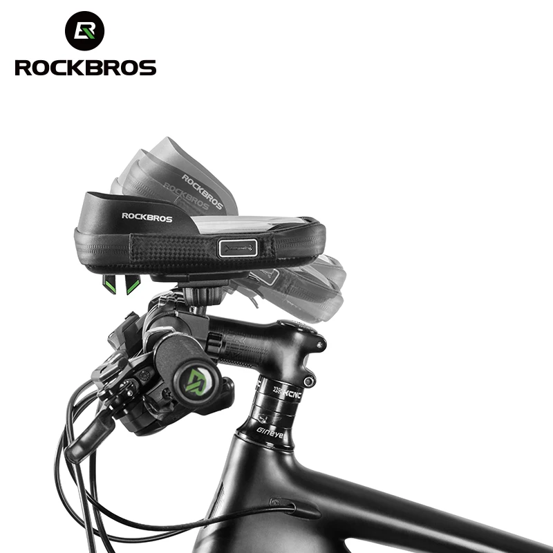 Top ROCKBROS Cycling Front Bag Bike Phone Mount Bicycle Holder Case MTB Handlebar Cradle 360 Degrees Rotatable Phone Bag 6.0 inch 5