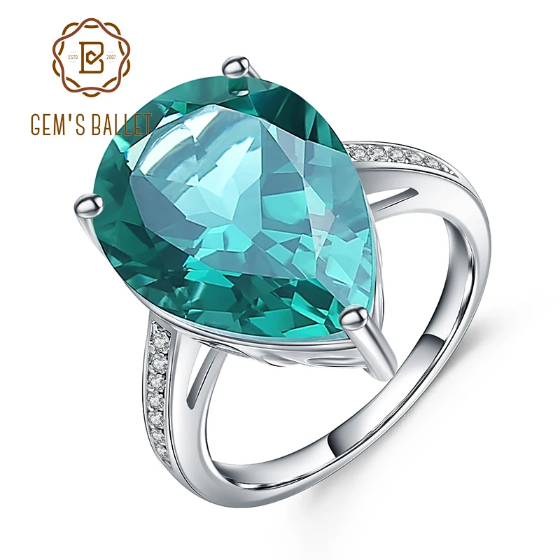 

Gem's Ballet Luxury 10.68Ct Created Green Emerald Cocktail Ring Genuine 925 Sterling Silver Rings for Women Fine Jewelry