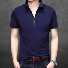 Новинка, летние мужские тонкие одноцветные рубашки поло, Мужская модная дизайнерская одежда из чистого хлопка с коротким рукавом