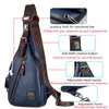 JackKevin Men's Fashion Crossbody Bag Theftproof Rotatable Button Open Leather Chest Bags Men Shoulder Bags Chest Waist Pack ► Photo 3/6