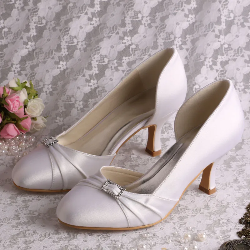 white wedding court shoes