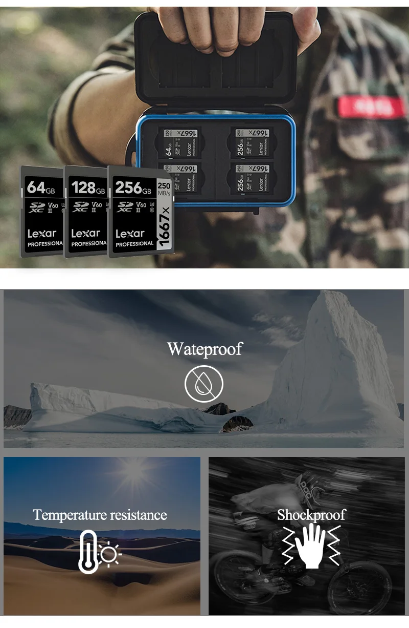 Lexar Профессиональный 64 Гб SD карты 1667x слот для карт памяти 250 МБ/с. флеш-карта 128 ГБ 256 ГБ SDXC V60 UHS-3 класс 10 для Камера