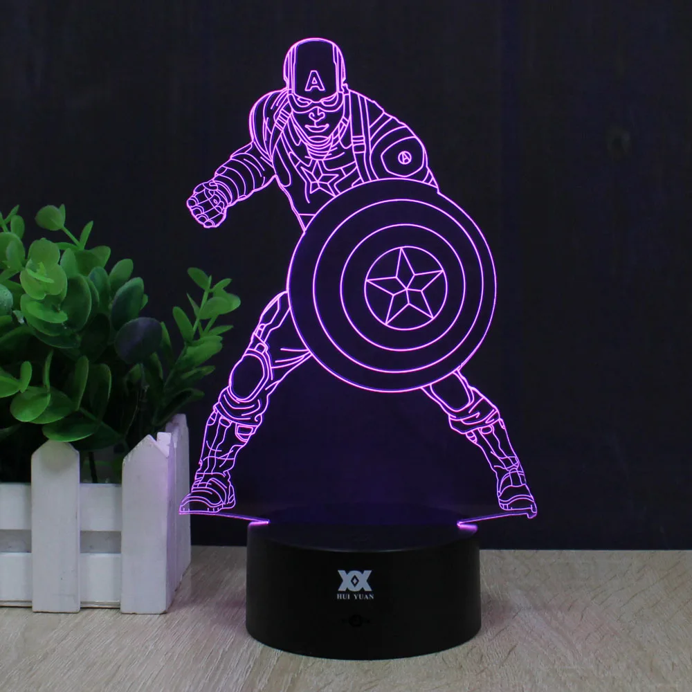 Мстители Капитан Америка 3D лампа светодиодный пульт дистанционного управления ночник Steven Rogers декоративная настольная лампа Новинка