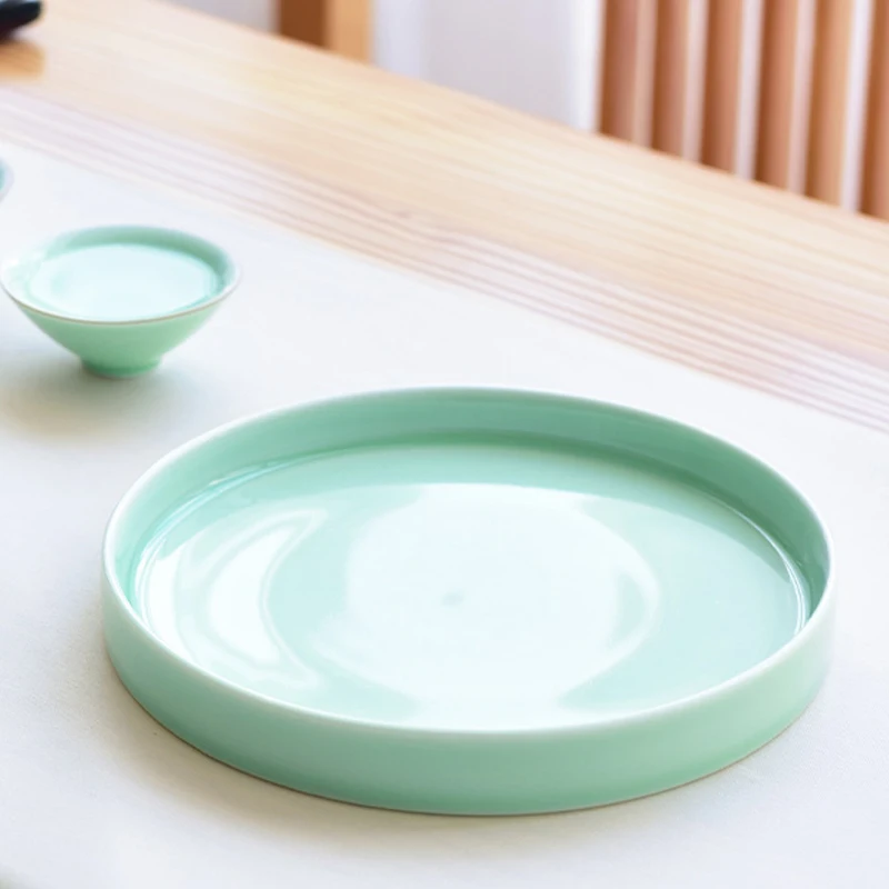 

Brief Solid Color Ceramic Porcelain Tea Tray Office Teacup Teapot Holder Tea Ceremony Accessories Fruit Plate Dish Pastry Saucer