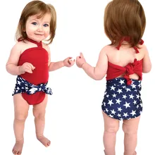 Детский купальный костюм одежда для малышей девочек 4th of July звезда Обёрточная бумага пляжный купальник на День независимости США, танкини для купания T9