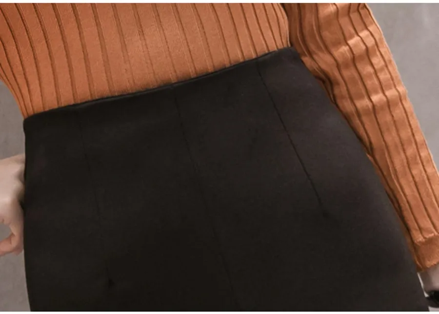 SEXMKL размера плюс Jupe Femme женские черные юбки модная юбка с высокой талией и рюшами Корейская Офисная Женская сексуальная юбка-карандаш Миди