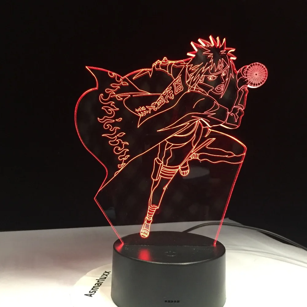 Сенсорный пульт Управление Shippuden Минато Наруто 3D светодио дный ночник Цвета изменение визуальную иллюзию настольная лампа USB украшения