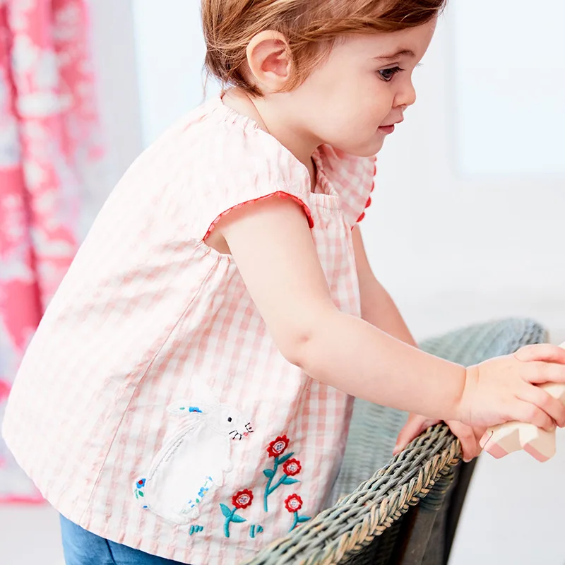 قليلا مخضرم 1-6Years أرنب التطريز طفل الصيف الطفل الفتيات الملابس مجموعة الأطفال دعوى أطقم ملابس من المتجر مجموعات للأطفال