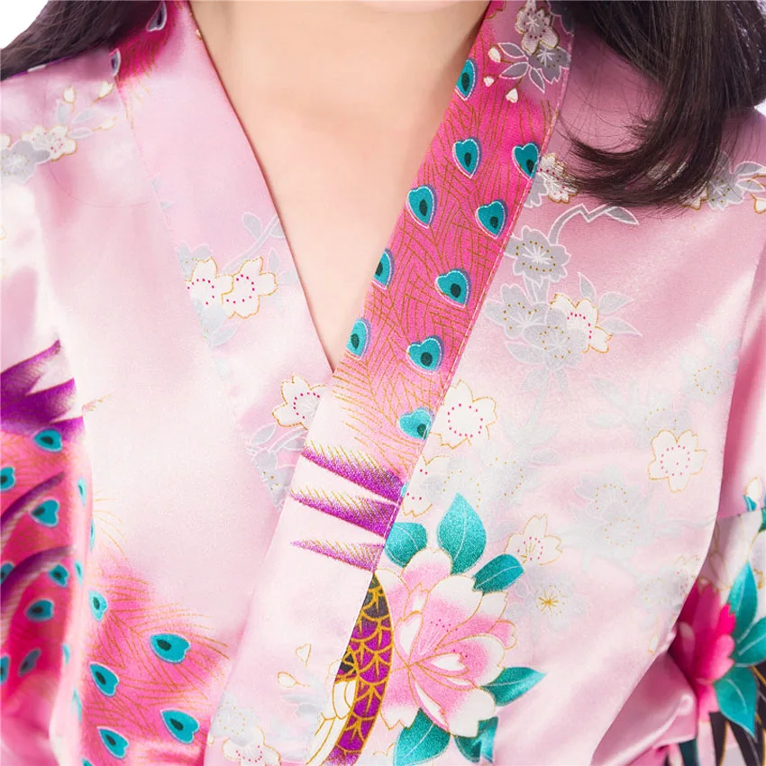 80-160cm Kids Girls Kimonos Dress Knee-length Satin Bath Robes Japanese Traditional Costumes Vintage Sleep Pajamas Nightgown