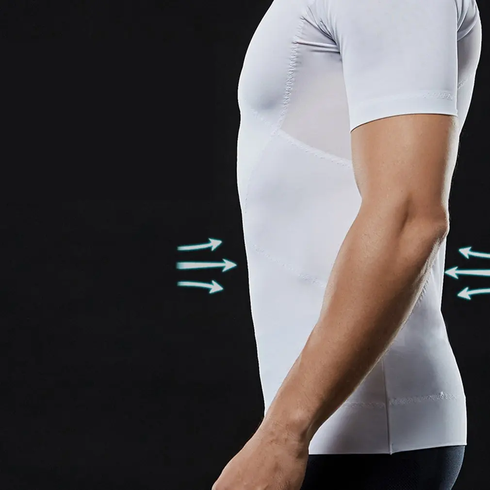 

Men's Fitness Workout Running Jogging Gym Sports T-shirt Tight Elastic Quick Drying Compression Body sculpting clothes