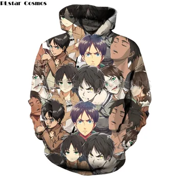 

PLstar Cosmos 2018 New Fashion Men Women hoodies Anime Eren Yeager (Attack on Titan) 3D Print casual Hooded Sweatshirt