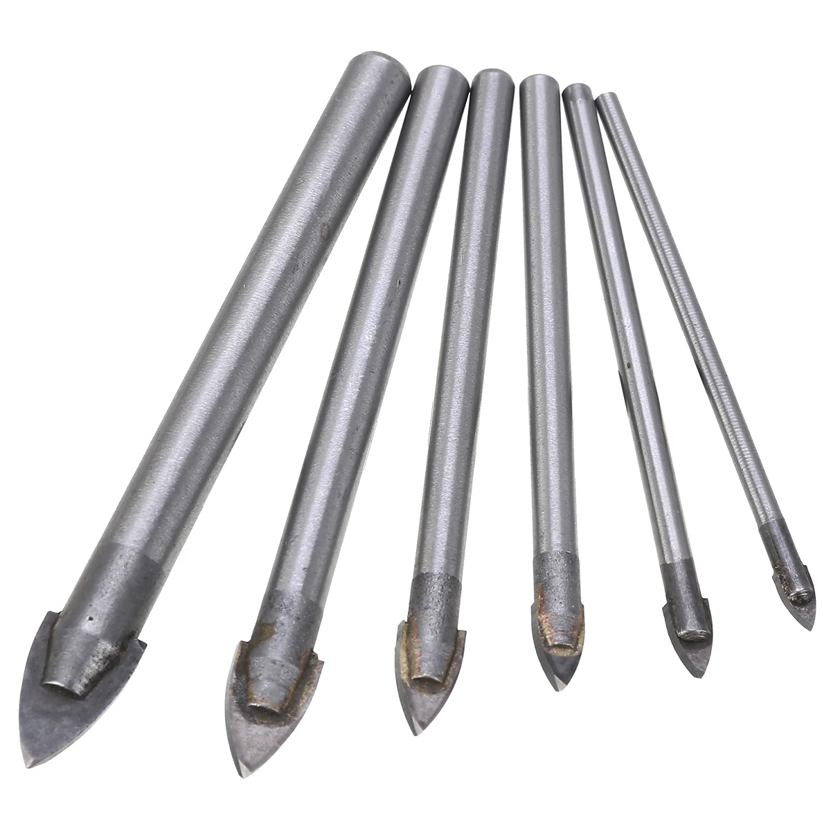 

6pcs Silver Spear Head Glass Drill Bits 3/4/5/6/8/10mm Drilling Diameter Ceramic Tiles Porcelain Drill Bit Cutting Tool Set