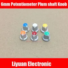 6 шт./компл. 6 мм ручка потенциометра микшер усилитель Ручка Кепки сливы ручка Крышка вала светильник серый накатки переключатель вала Кепки