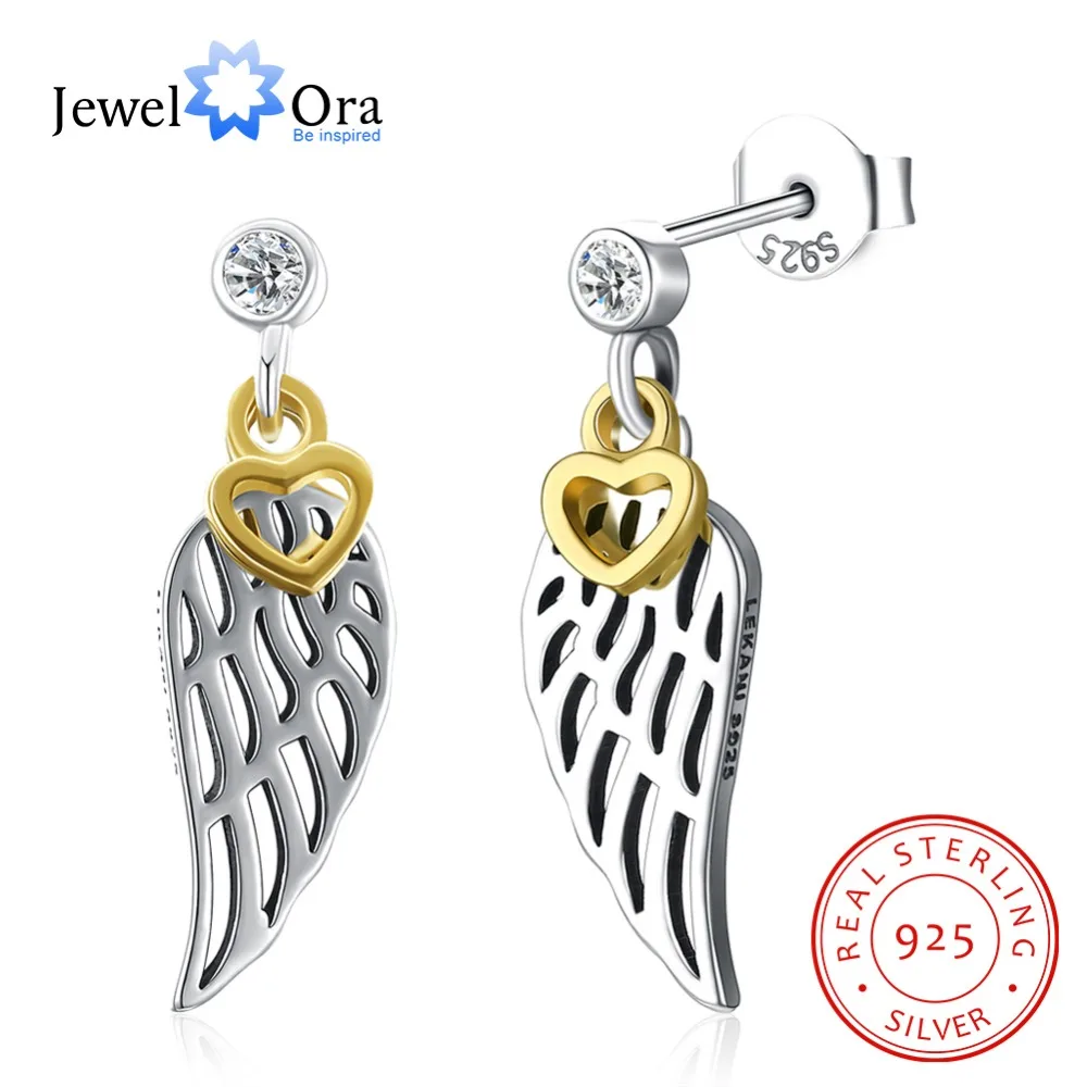 Модные висячие серьги в форме сердца из стерлингового серебра 925 пробы, женские вечерние ювелирные изделия(JewelOra EA102780