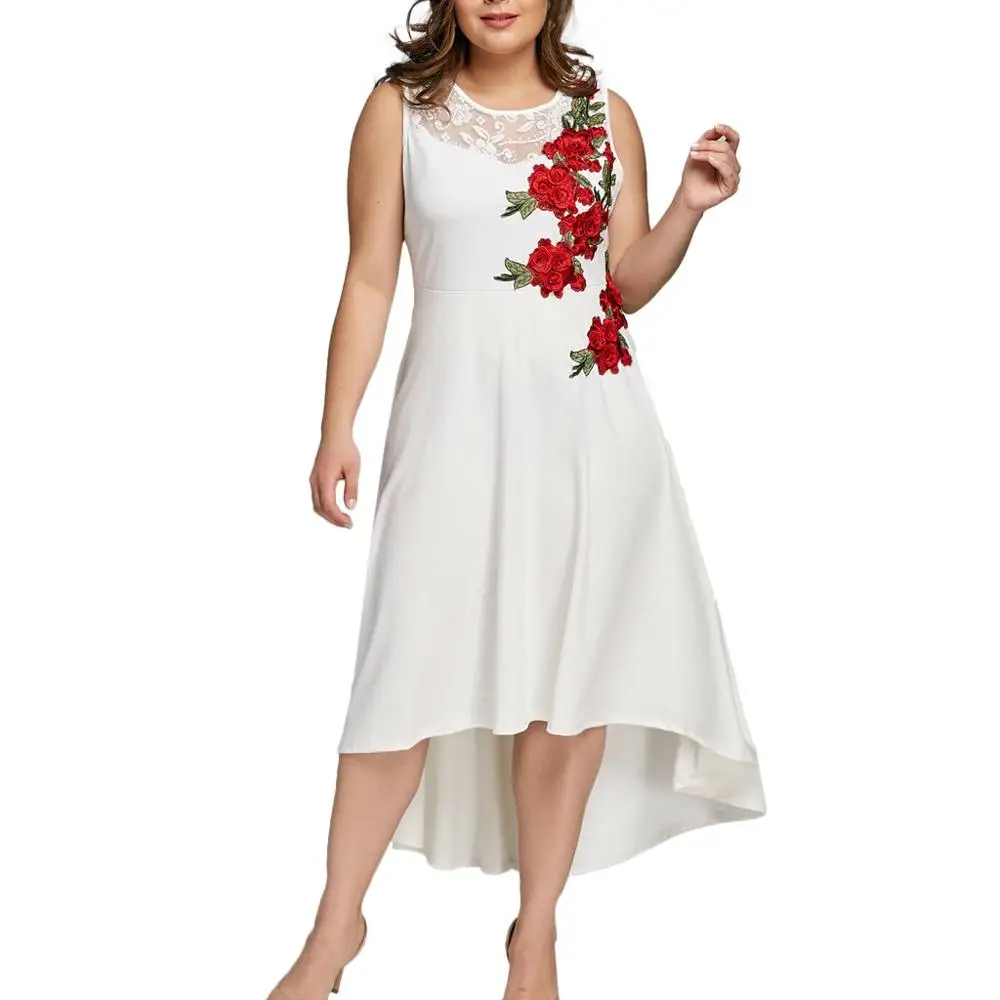 Хит, женское платье с круглым вырезом, с аппликацией, на молнии, без рукавов, женские платья, большие размеры, Сетчатое платье, женские вечерние, элегантные AD - Цвет: Белый