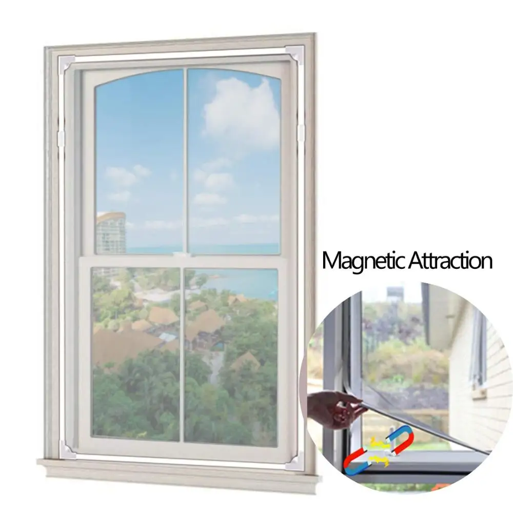 

Adjustable Magnetic Window Screen, DIY Window Mesh for Motorhomes Family Any Size Window - Easy to Install and Disassemble