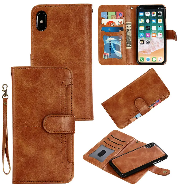 Винтажный кожаный чехол бумажник 2 в 1 для iphone XR XS Max X 8 7 6 6s Plus дневник книга