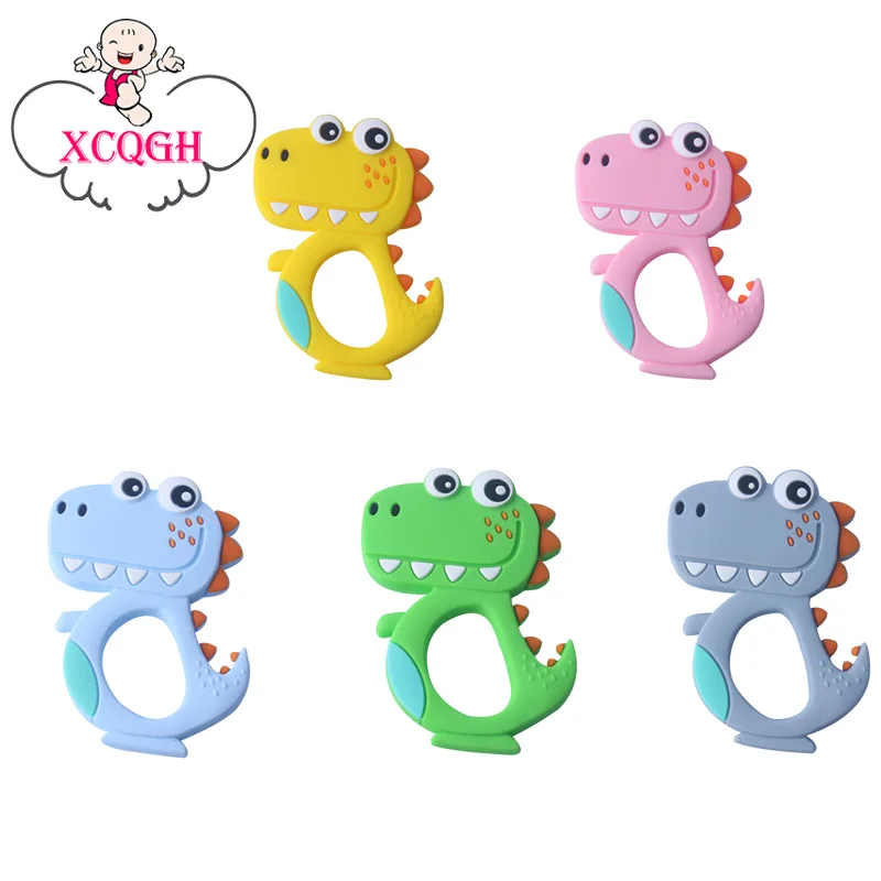 

XCQGH BPA Free Cute Animal Dinosaur Teether Nursing Teething Necklace Accessories Silicone Animal Baby Teether