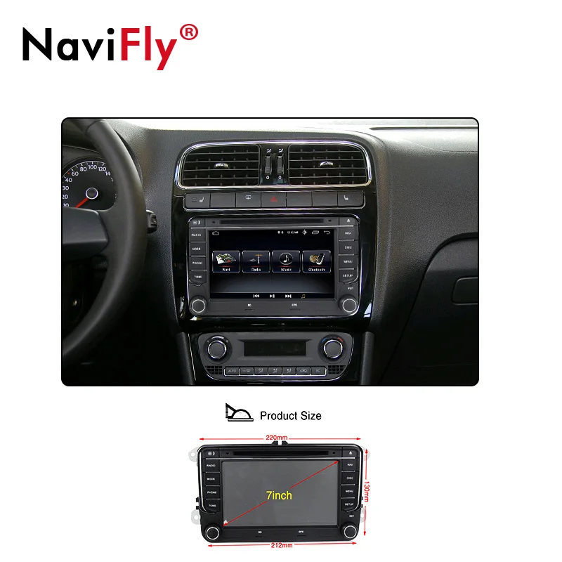 Sale Navi-Fly Android8.1 Quad core Car AUDIO 7inch 2din Car dvd for Volkswagen VWgolf 5 6 touran passat B6 sharan polo tiguan 5