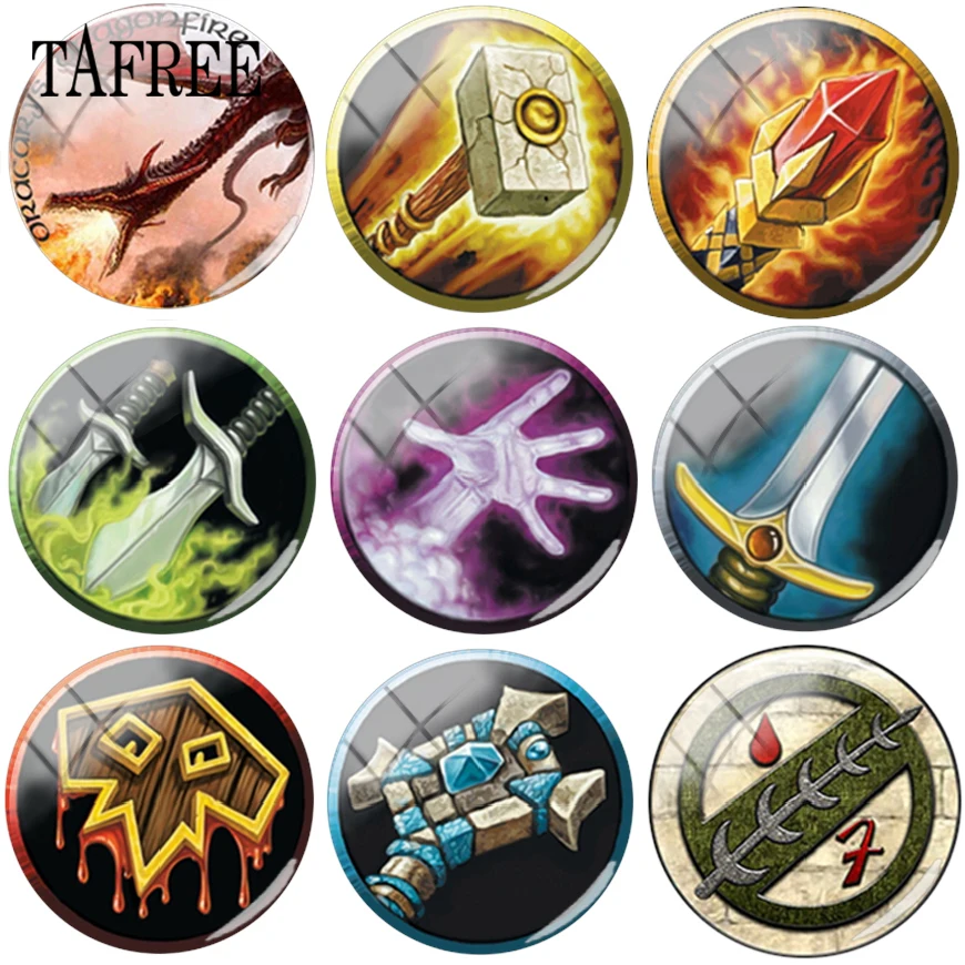 

TAFREE Hand Dragon Sword Picture 12mm - 20mm Glass Beads Cabochon Dome Pendant Settings Jewelry