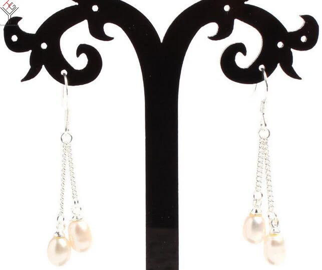 

women Jewelry Earring bright white Pearl Dangle chain Hook Earring Natural Freshwater pearl