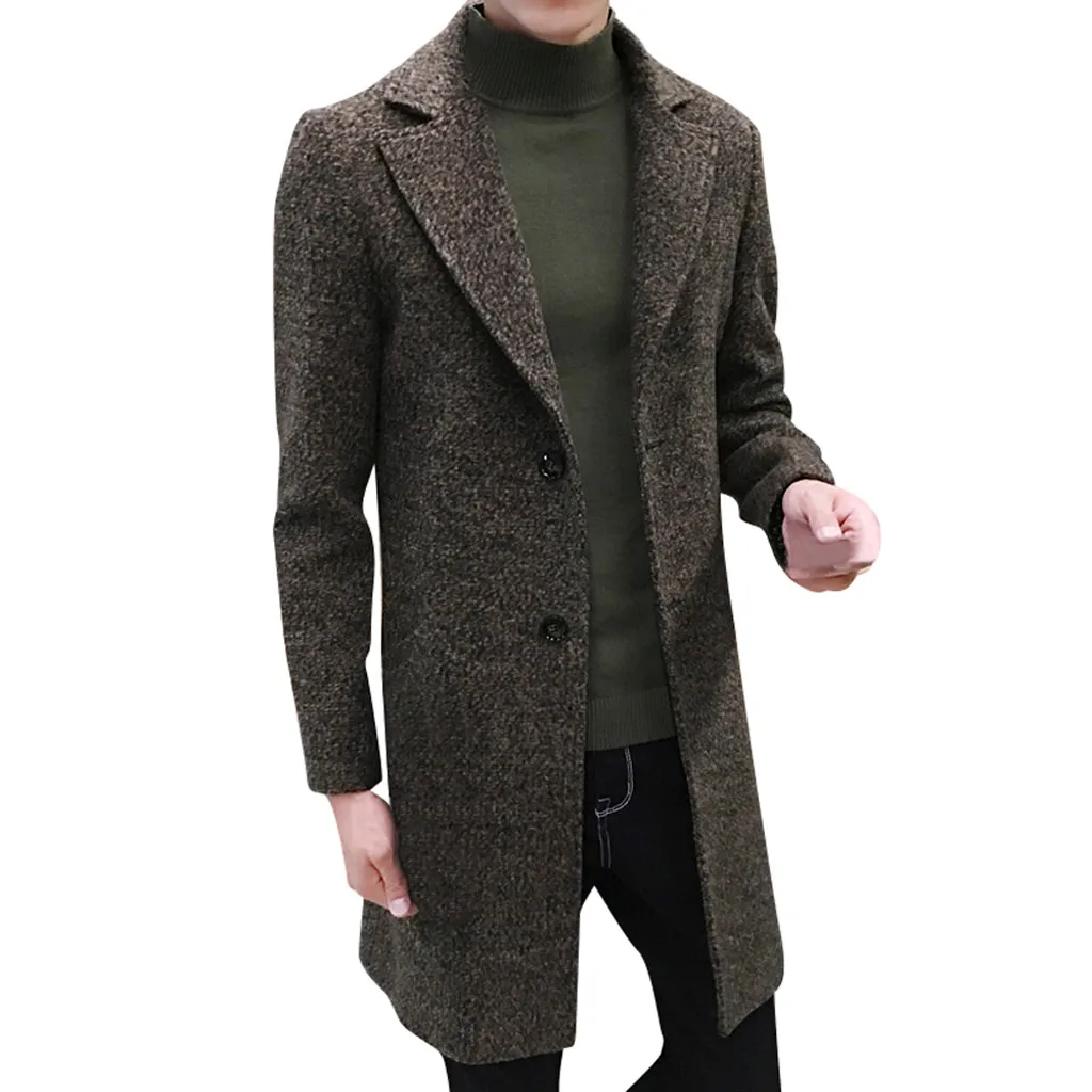 

Hot High Quality Fashion Design Men Formal Single Breasted Figuring Overcoat Long Wool Jacket Outwear Plus Winter Coat Men New