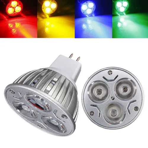 10 шт./лот MR16 3 светодиодный энергосберегающий светильник направленного света лампа для дома DC12V белый/теплый белый/красный/желтый/синий/зеленый
