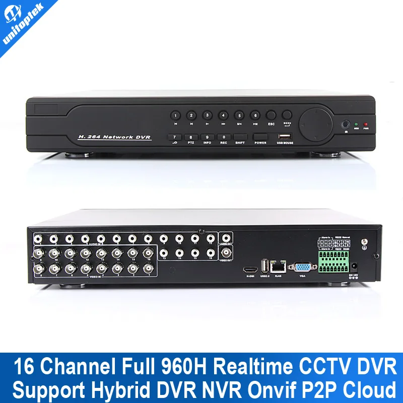 16Ch Full 960H D1 DVR Realtime Recording Playback With HDMI 1080P Output 16 Channel 16Ch Hybrid DVR NVR CCTV Onvif P2P Cloud